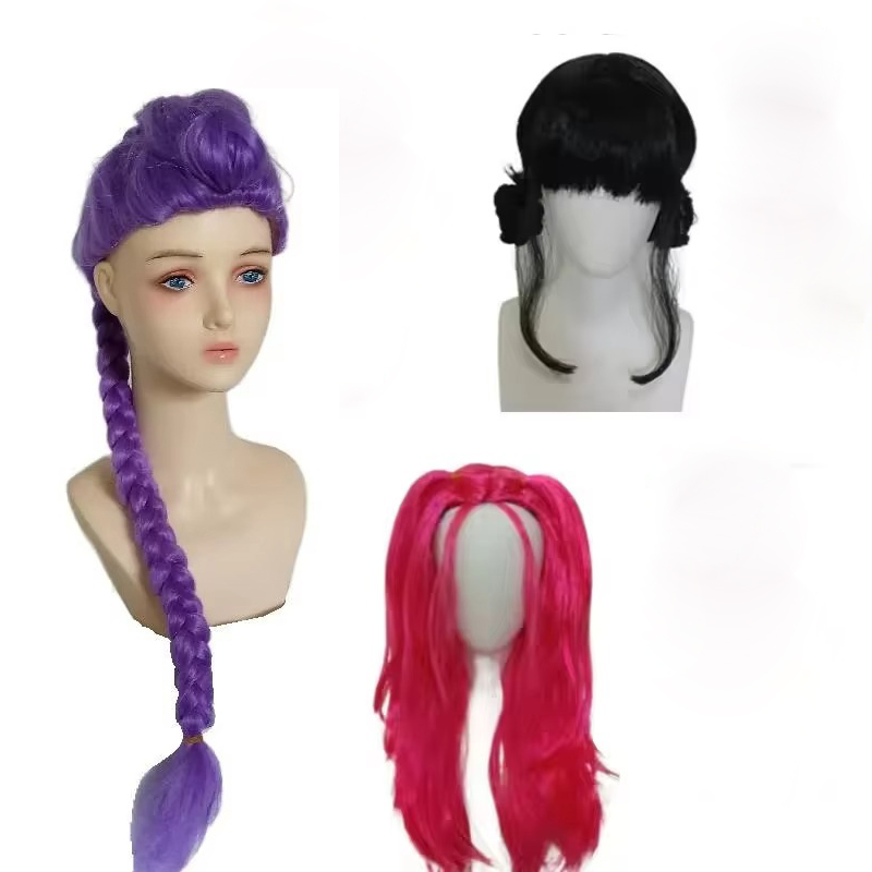 Synthetic Wigs - ハロウィンガールグループコスプレウィッグ耐熱人工毛女性ガールズグループロールプレイ小道具カーニバル用
