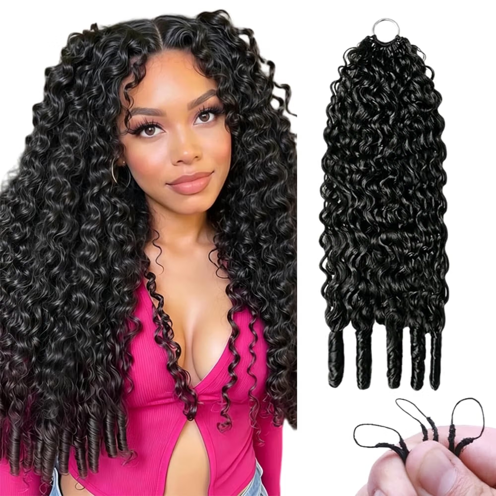 Hair Bundles - ビルマ産のカーリーミラクルノット・クロシェ編み込み用人毛、14～26インチ、ペルー産の人毛エクステンション、60g、1束、編み込み用、100％人毛、フェザーカーリー・クロシェ編み込み用人毛、女性用、1/2/3ピース、アリアンナ・ヘア、再利用可能、事前に分け目が作られている、初心者向け、自然な黒色。
