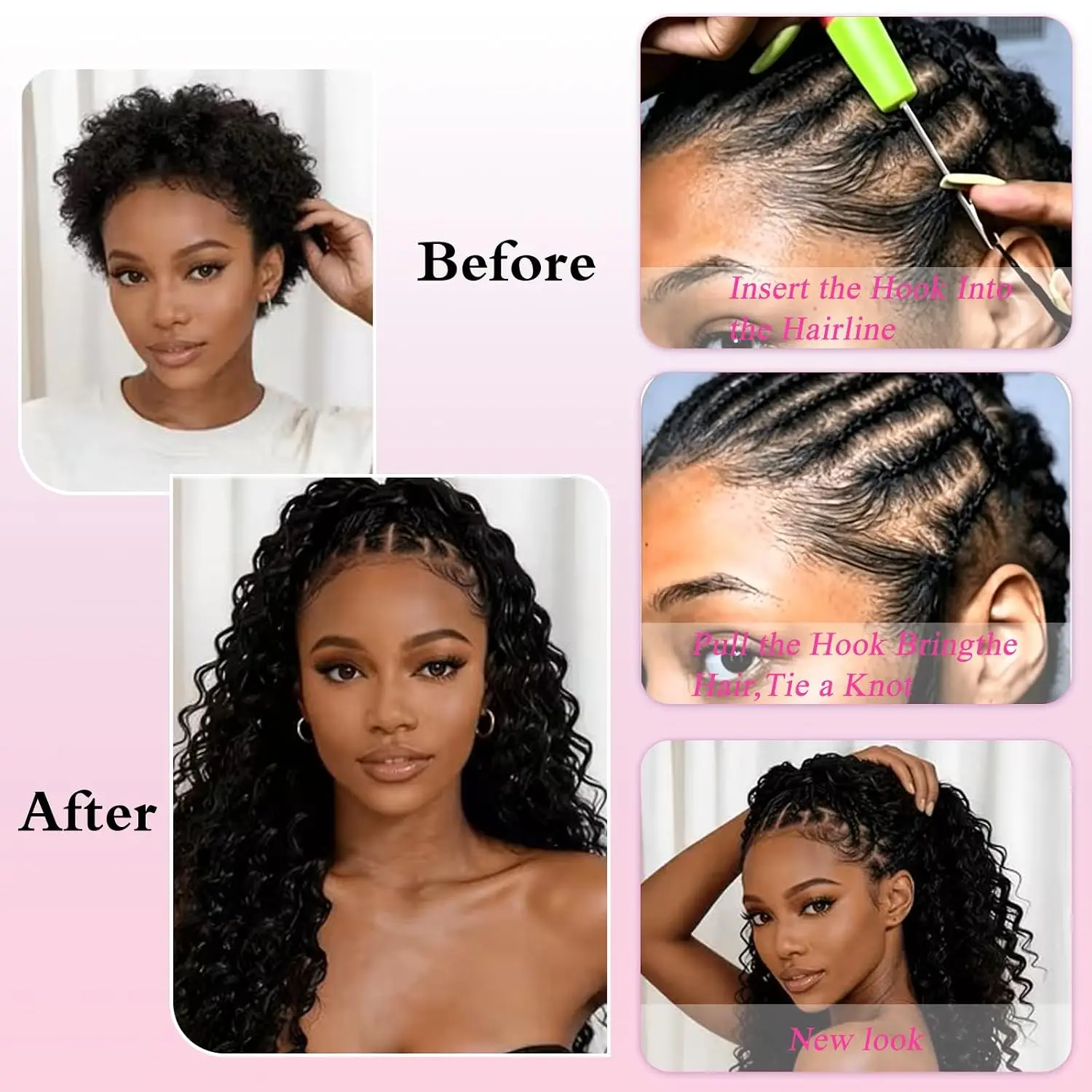 ナチュラルブラックのディープウェーブ・フェザーヘアエクステン - Hair Bundles のレビューと価格