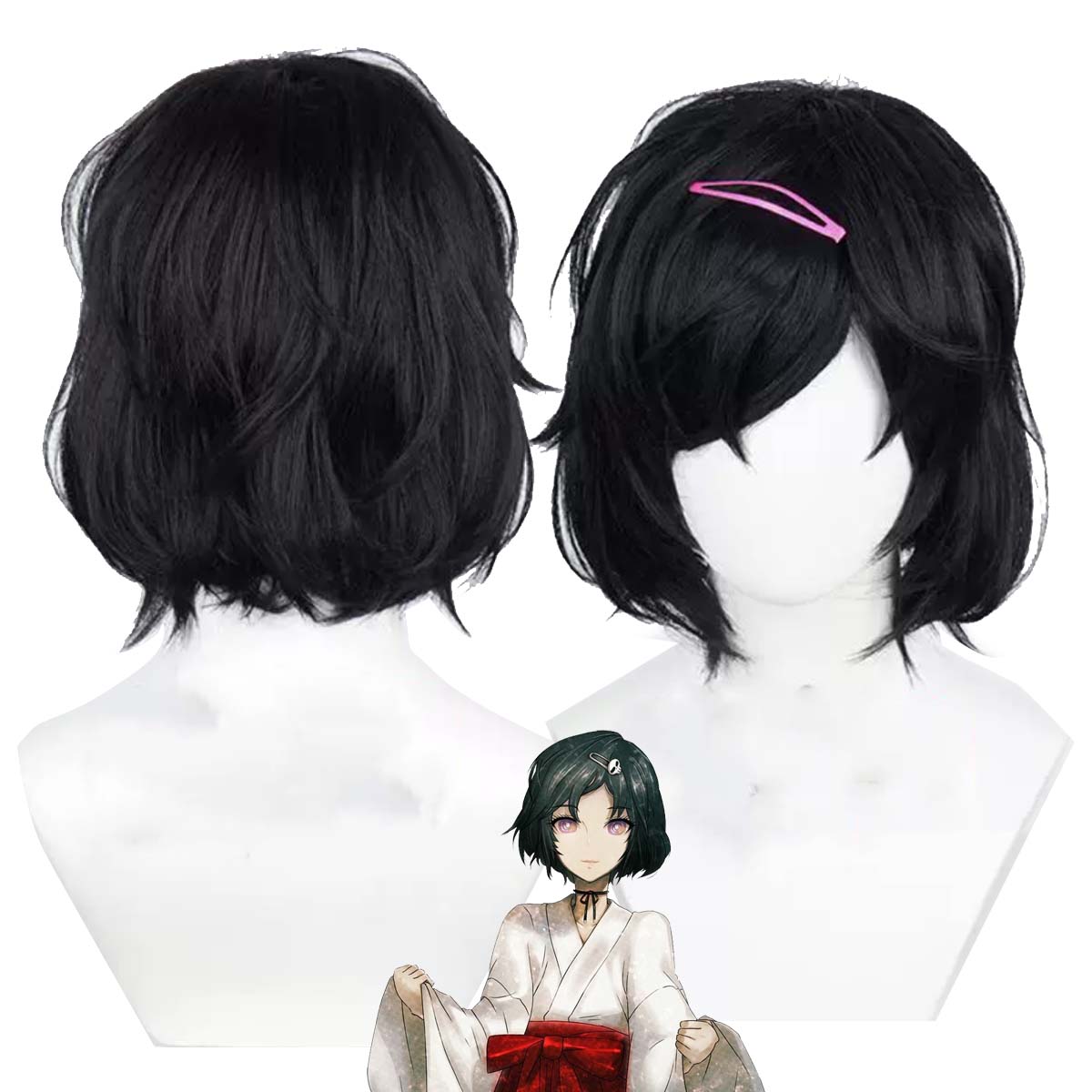 女性アニメシュタインズ・ゲートコスプレ浦原るか黒耐熱ヘアウィ - Synthetic Braided Wigs For Black Women のレビューと価格