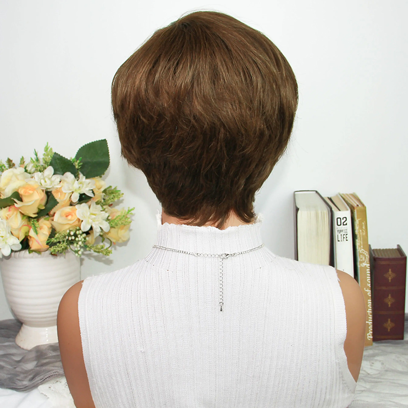 チョコレートブラウンのピクシーカットウィッグ、人毛カラーブラ - Short Pixie Cut Wig Human Hair Cheap のレビューと価格