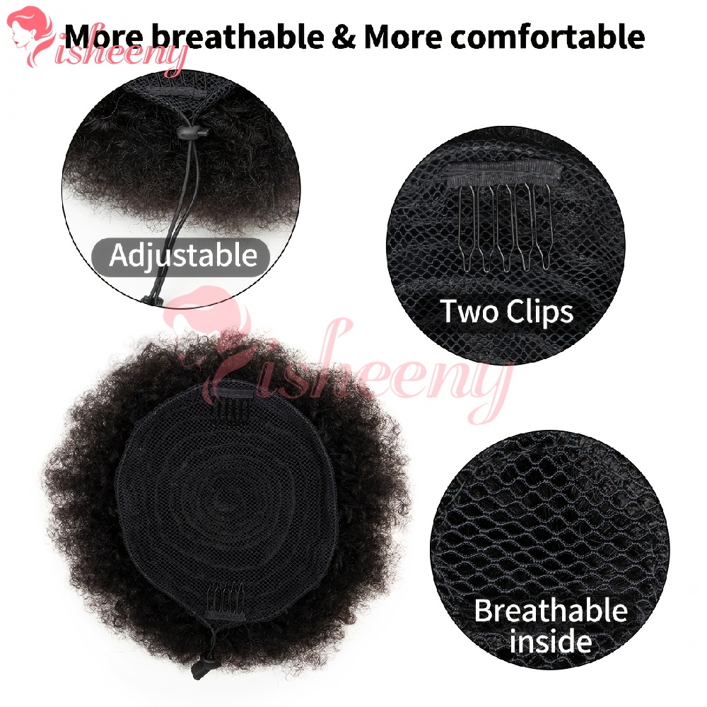 Isheeny キンキーカーリーアフロパフ ドローストリング - Drawstring Afro Curly Puff Ponytail のレビューと価格